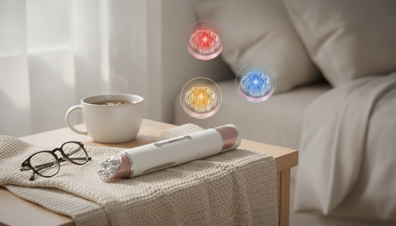 EMS Eye Massager: LED, Heat & Vibration for Smoother Eyes
