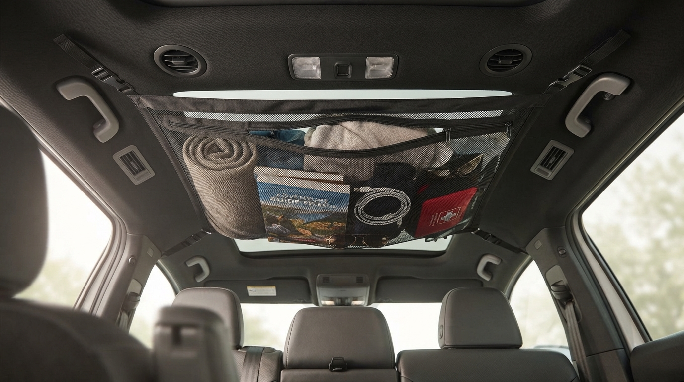Double-Layer Car Ceiling Cargo Net Hammock Organizer