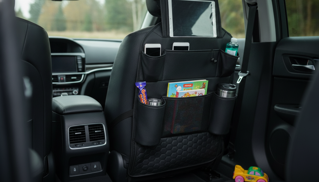 Hexy Back Seat Car Organizer: 7 Pockets + Tablet Slot