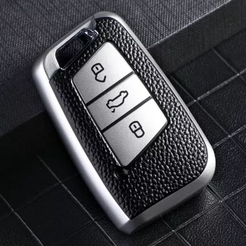 VW/Skoda Key Fob Case: Soft TPU Leather-Style Cover